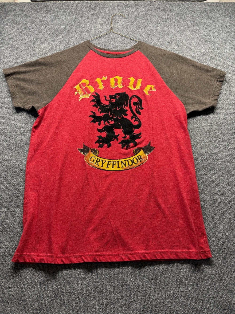 Gryffindor Brave Raglan Tee - Red with Brown Sleeves